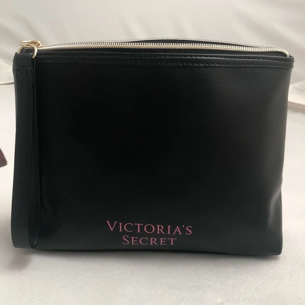 Victoria’s Secret pink and black sequin cosmetic or toiletries bag